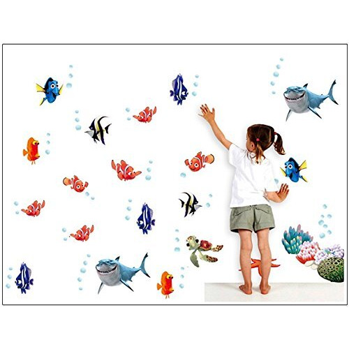 Jaamso Royals Under Sea Shark Fish 3D Cartoon Design Self Adhesive Peel And Stick Wall Sticker For Wall Decor And Home Decor (Pvc Vinyl, 60 Cm X 45 Cm, Decorative Stickers)