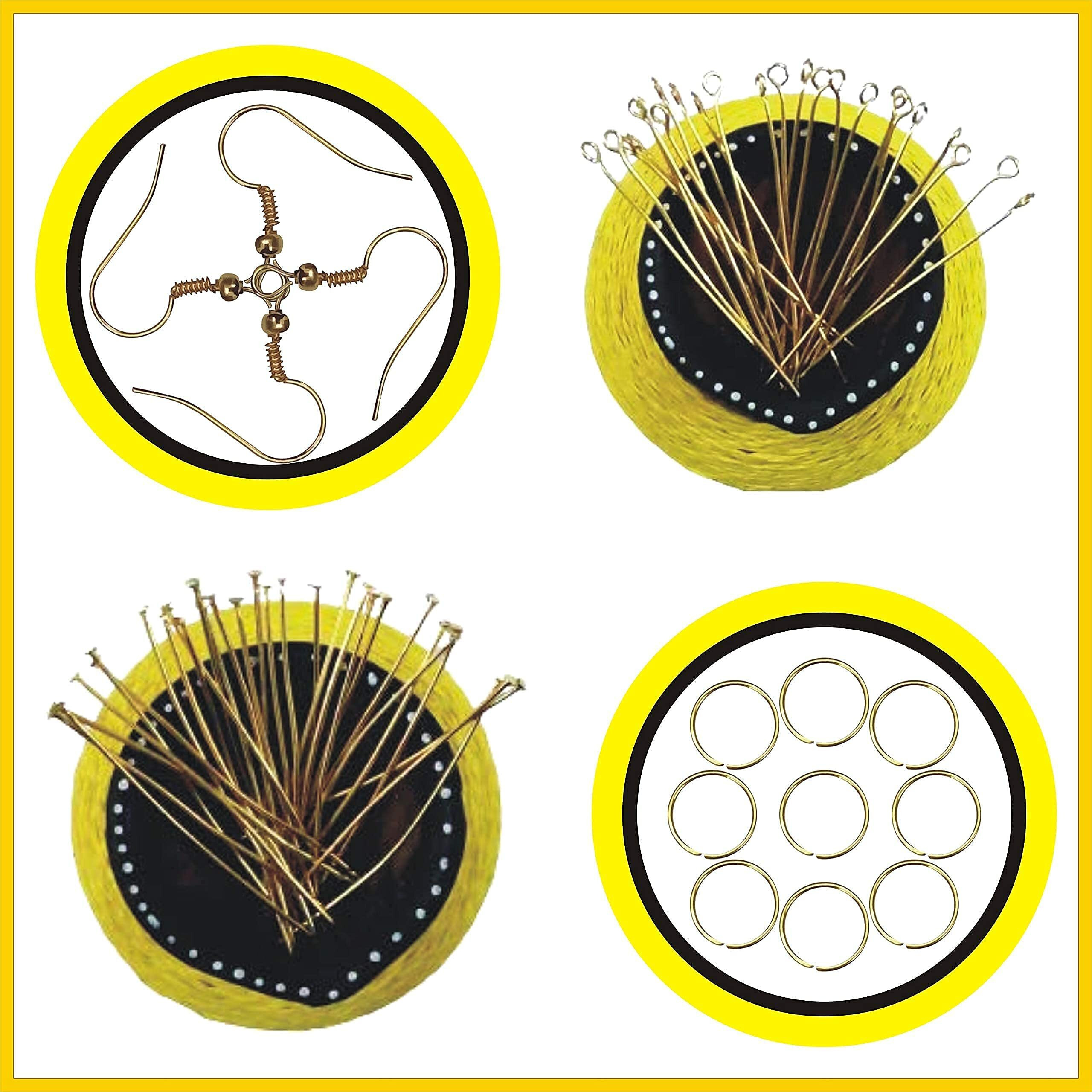Indikonb 18 In 1 Combo Of Gold Artificial Jewellery Making Material Kit, Art And Craft Set For Kids And Adults Beads, Metal