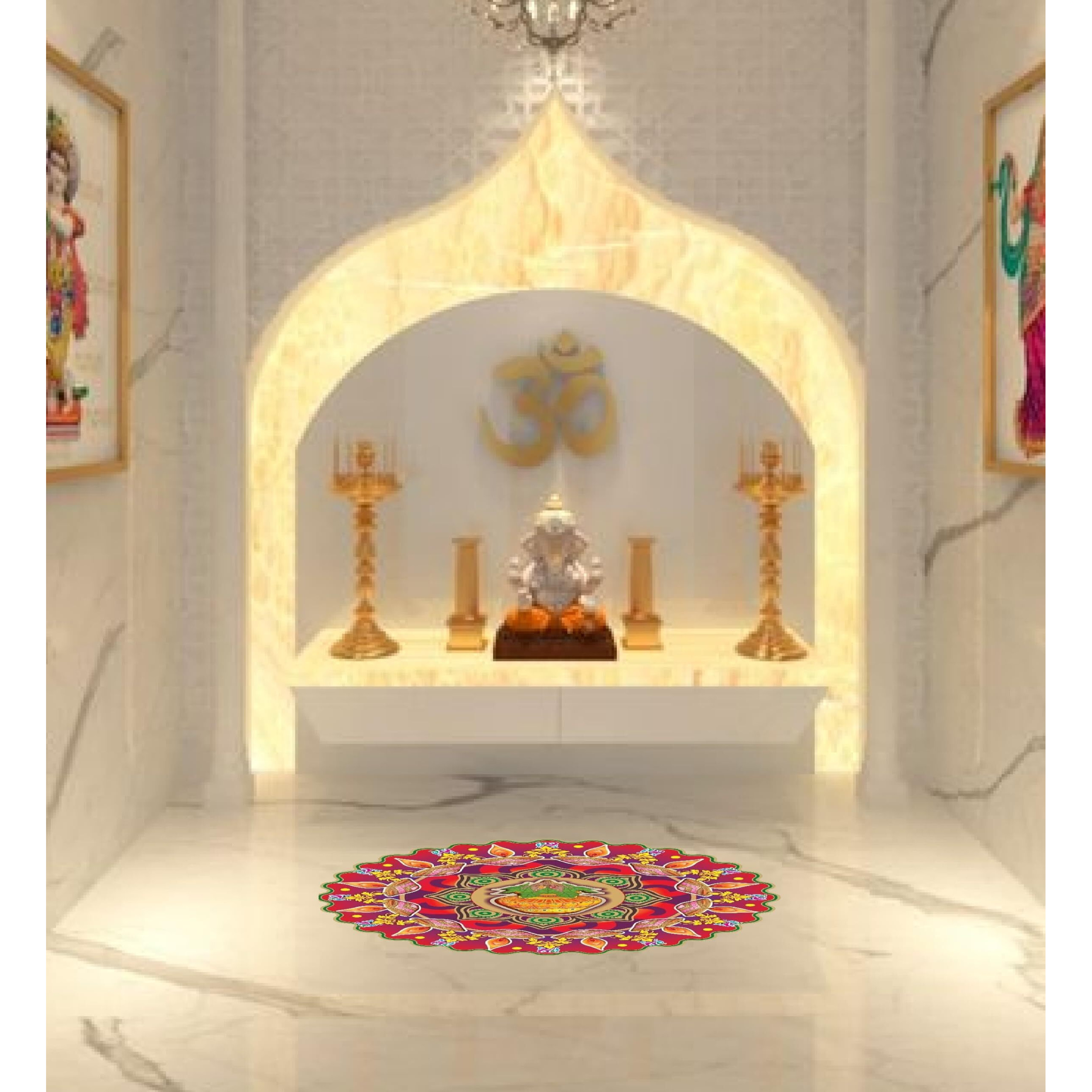 Dreamkraft Colorful Rangoli Sticker Set For Diwali Decoration, Floor & Wall Stickers (30 Cm X 30 Cm, Pack Of 4)_Pc511