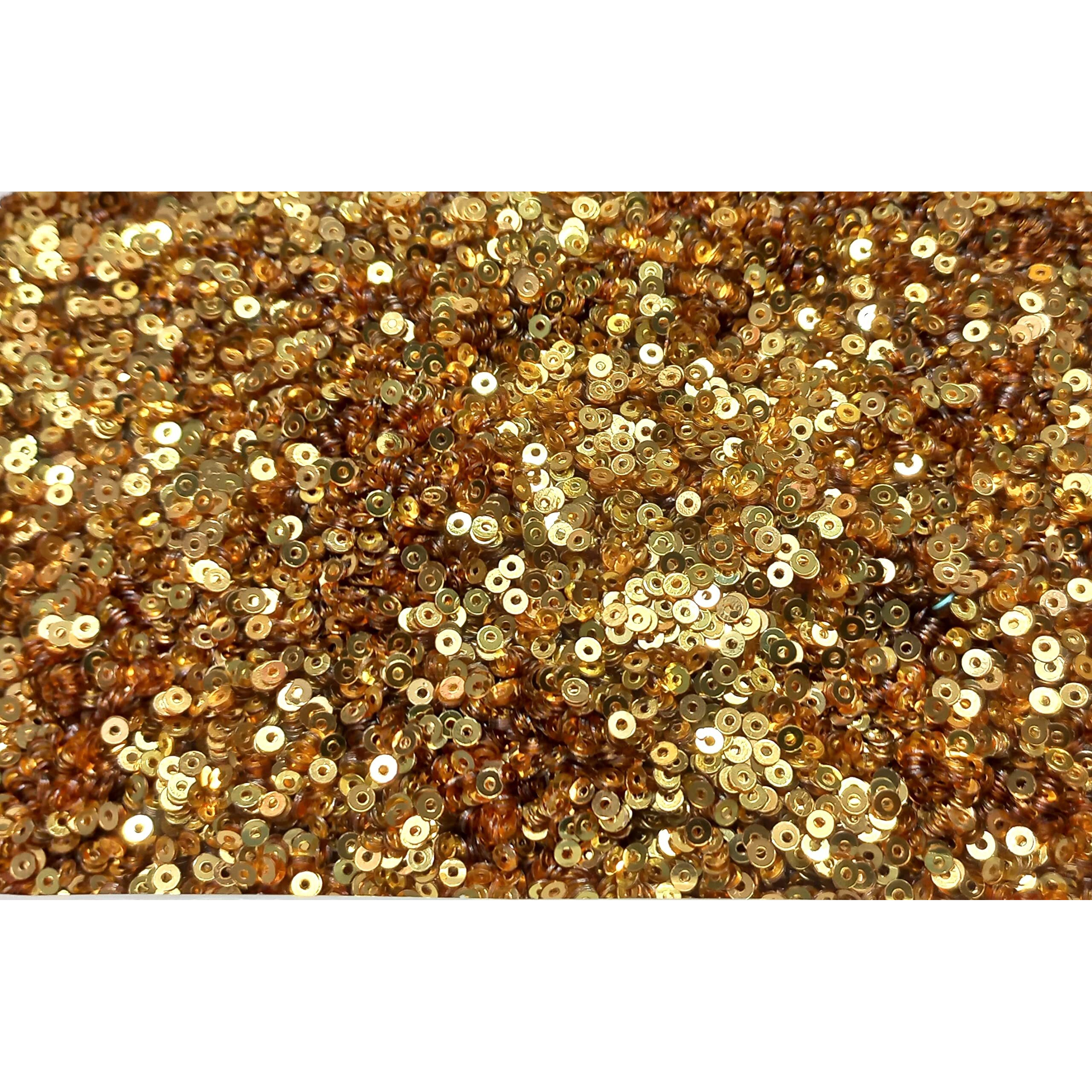 Omx Sequin Sitara For Craft And Embroidery Making Combo Pack Total - 250 Gram, Size 3Mm (Gold)