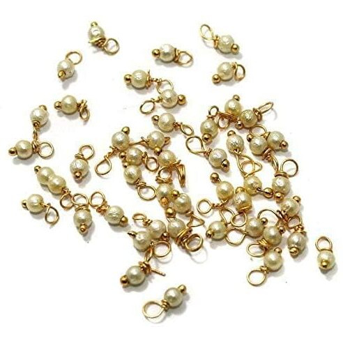 Beads N Fashion Gold Finish Lorials Pearl Latkan Beads  3Mm, 50G Pack For Jewelry Making, Beading, Embroidery & Craft Projects