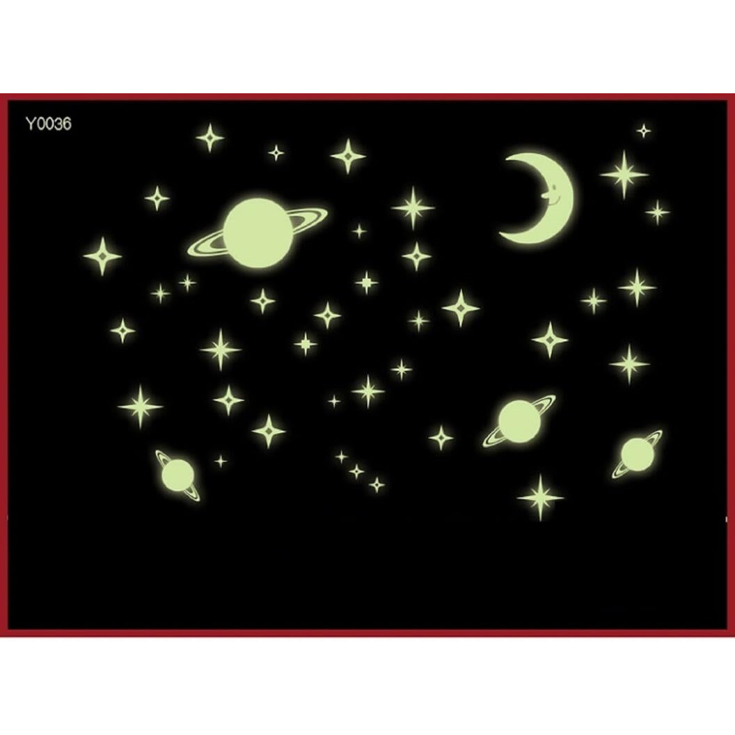 Jaamso Royals Radium Stickers For Bedroom, Radium Sticker, Ceiling-Stars Radium Stickers, Radium And Moons For Bedroom, Stickers For Bedrooms -Pack Of 1