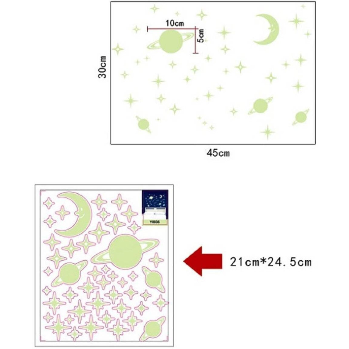Jaamso Royals Radium Stickers For Bedroom, Radium Sticker, Ceiling-Stars Radium Stickers, Radium And Moons For Bedroom, Stickers For Bedrooms -Pack Of 1