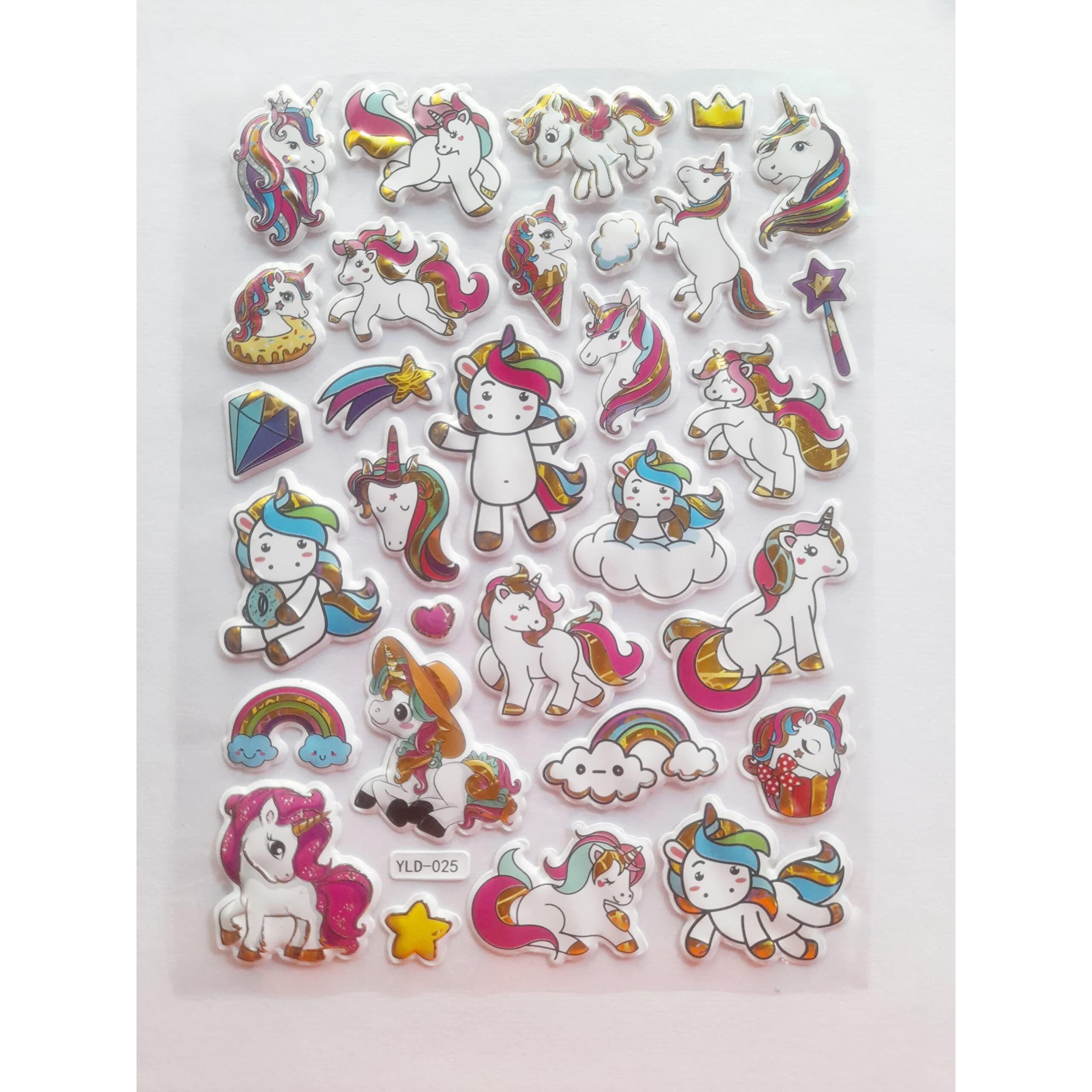 Kcr Unicorn Cartoon Self Adhesive 3D Stickers For Girls Kids (Set Of 3)