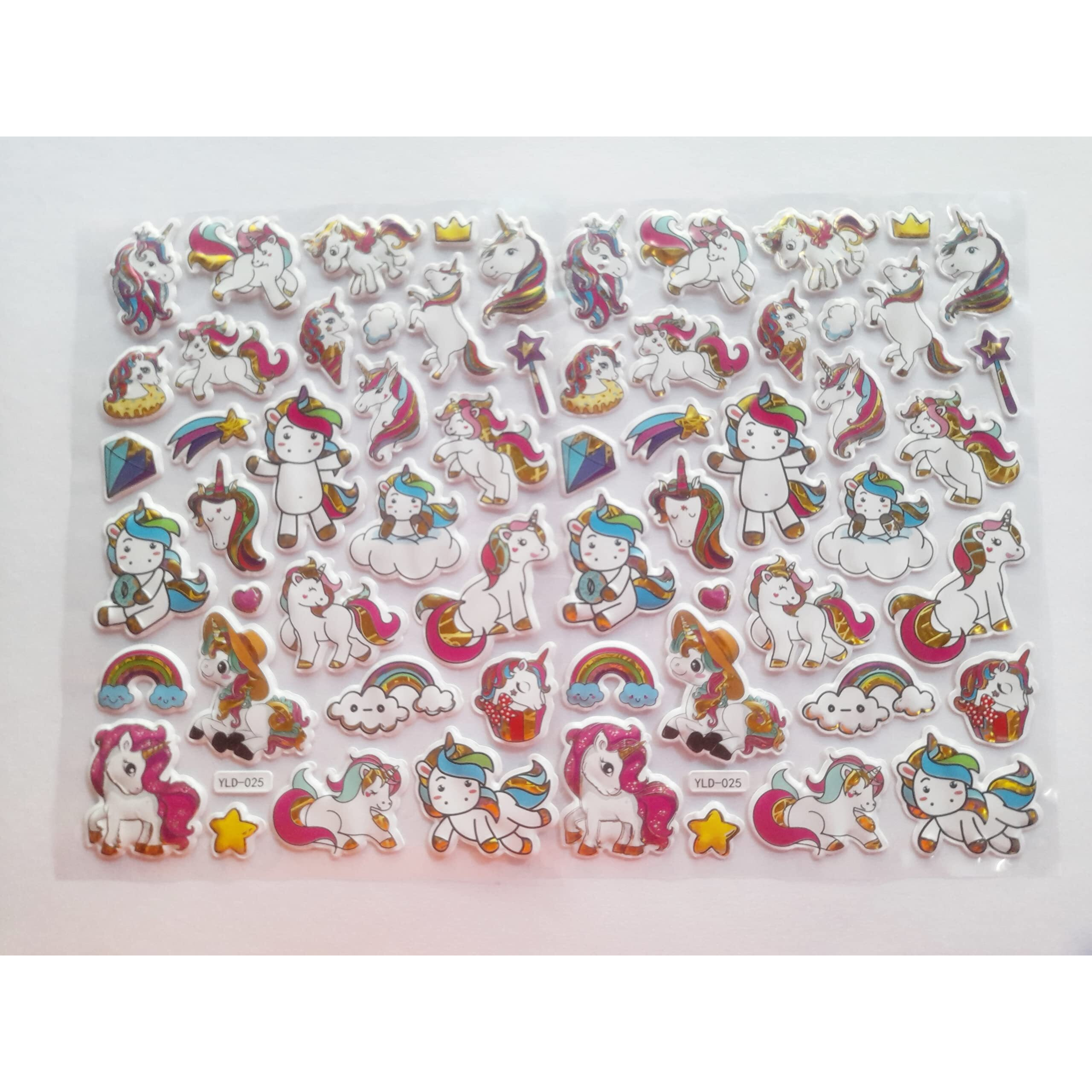 Kcr Unicorn Cartoon Self Adhesive 3D Stickers For Girls Kids (Set Of 3)