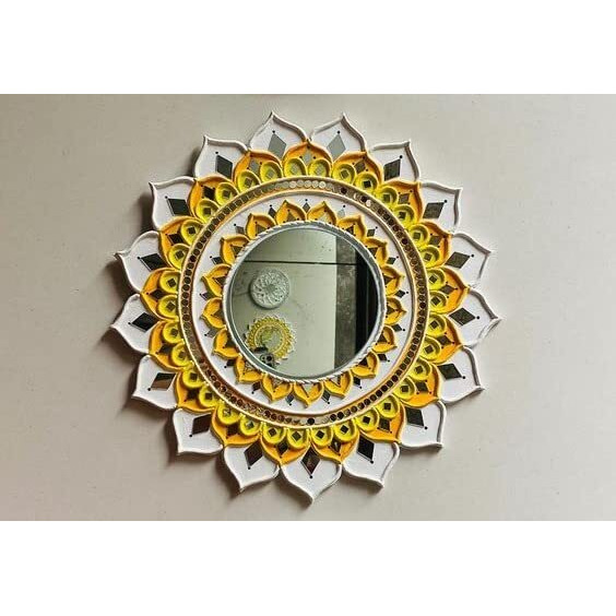 Adikala Mandala Flower Design Mdf Cutout For Diy | For Decorations, Festival Gift, Wedding Decorations 8.Inch_(Set Of 6)