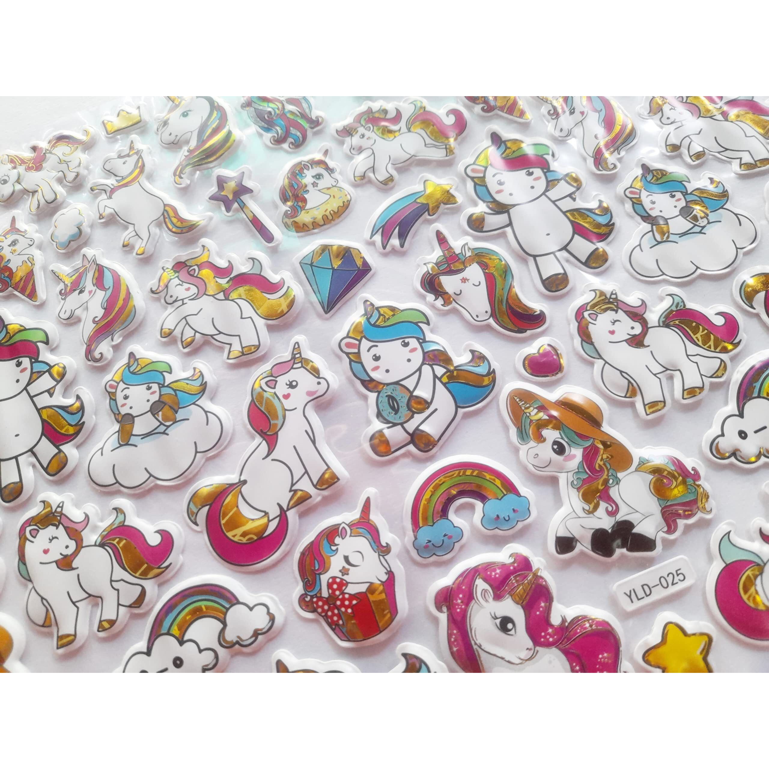 Kcr Sparkle Unicorn Puffy Cartoon Self Adhesive 3D Stickers For Girls Kids (Set Of 2)