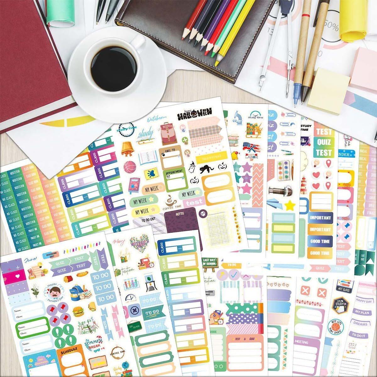 Ofifo Sticker Book, 1700Pcs 24-Sheet Stickers Set, Daily Planners Accessories For Calendar Decorating, Stickers For Kids Activity Perfect For Journal, Scrapbook Projects And Decor