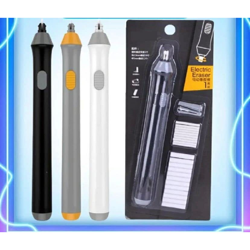 Schubert Battery Operated Automatic Pencil Eraser With 22Pcs Additional Replaceable Rubbers (Diameter 2.3Mm 10 Pcs And 5Mm 12 Pieces) Random Colour