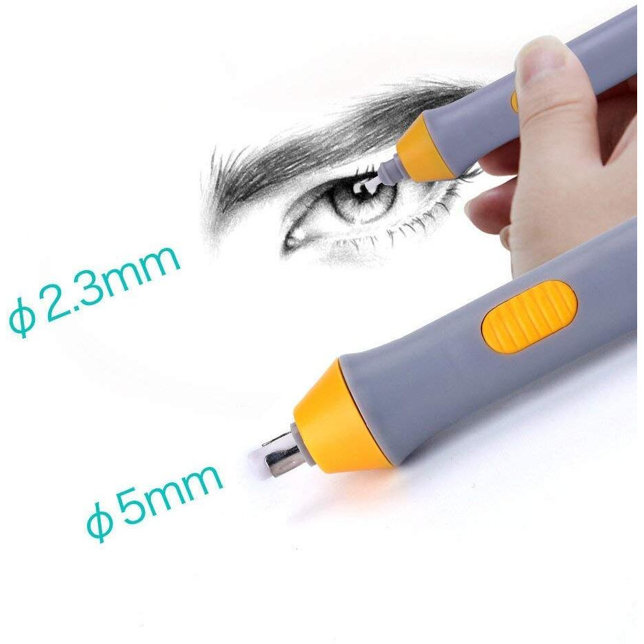 Glimpse Electric Eraser Kit With 22Pcs Additional Replaceable Rubbers (Diameter 2.3Mm 10 Pcs And 5Mm 12 Pcs)