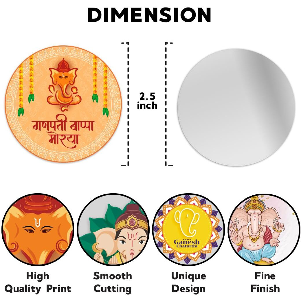 Festiko Happy Ganesh Chaturthi Stickers (40 Pcs), Ganesh Chaturthi Decoration Items
