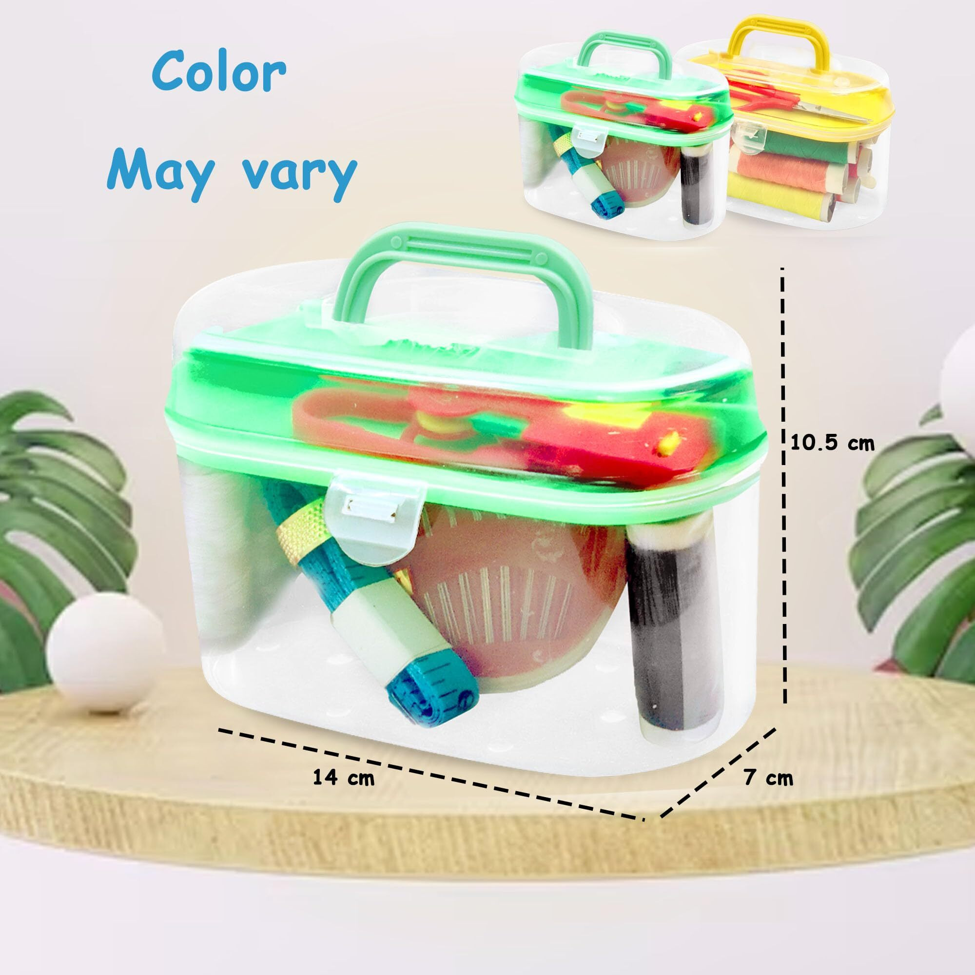 Funblast Sui Dhaga Kit  Needle And Thread Box, Double Layer Small & Portable Travel Sewing Kits Box, Thread Box Set, Tailoring Accessories, Emergency Stitching Kit  Random Color (Medium)