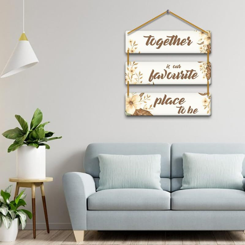 Yey Our Favourite Place Wooden Wall Hanging For Home Decor | Office | Living Room | Bedroom | Quotes Decorative Items (3 Piece Wall Hanging, Multicolor) (Our Favourite Place)