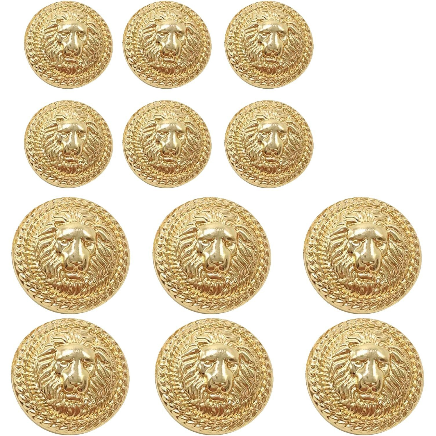 Aakriti 12 Pcs Metal Blazer Button Set, Vintage Gold Lion Head Buttons, For Blazer, Suits, Sport Coat, Uniform, Jacket 6 X 15Mm And 6 X 23Mm (Golden)