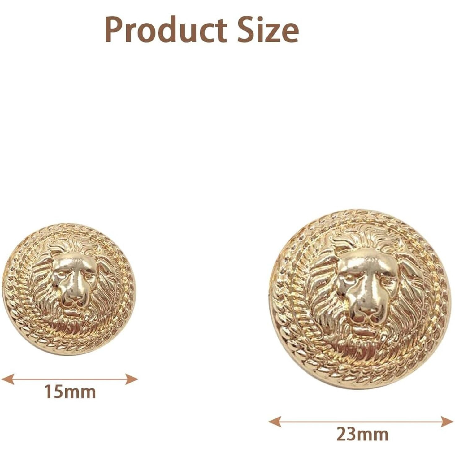 Aakriti 12 Pcs Metal Blazer Button Set, Vintage Gold Lion Head Buttons, For Blazer, Suits, Sport Coat, Uniform, Jacket 6 X 15Mm And 6 X 23Mm (Golden)