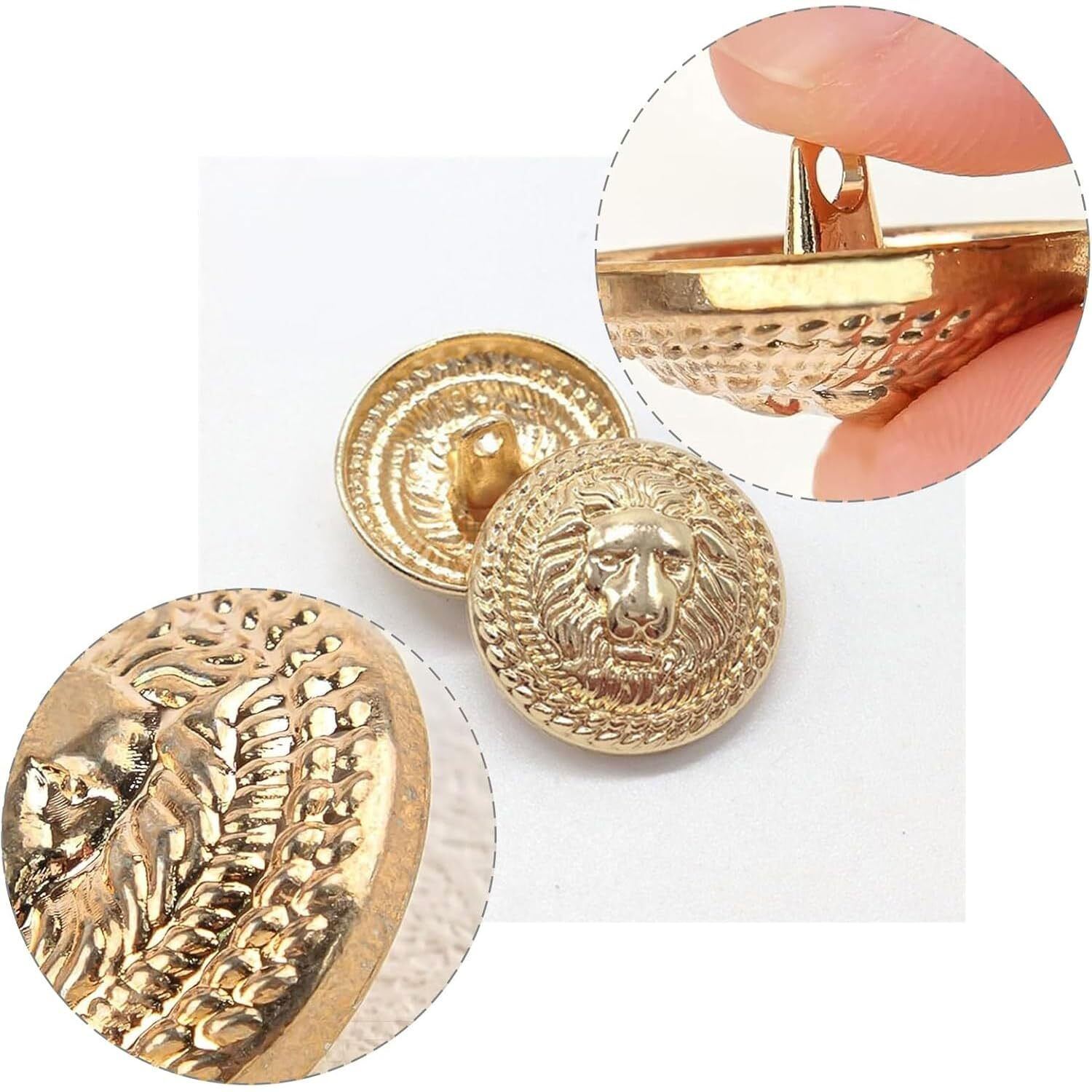 Aakriti 12 Pcs Metal Blazer Button Set, Vintage Gold Lion Head Buttons, For Blazer, Suits, Sport Coat, Uniform, Jacket 6 X 15Mm And 6 X 23Mm (Golden)