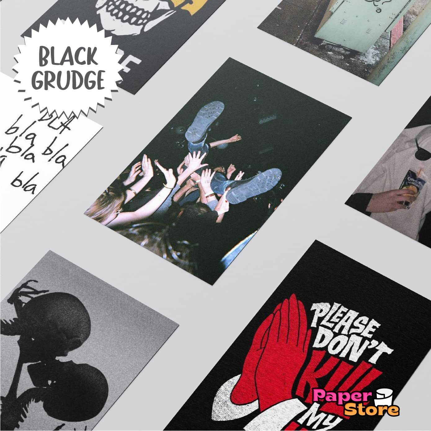 Thepaper9Store Wall Collage Kit (Black Grunge)