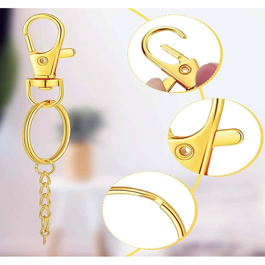 Diy Crafts Pack Of 30 Sets, Silver Colour, Swivel Snap Hook Key Chain Rings Swivel Lobster Clasp Key Rings Chain Jump Rings Screw Eye Pins For (Pack Of 30 Sets, Silver Colour)