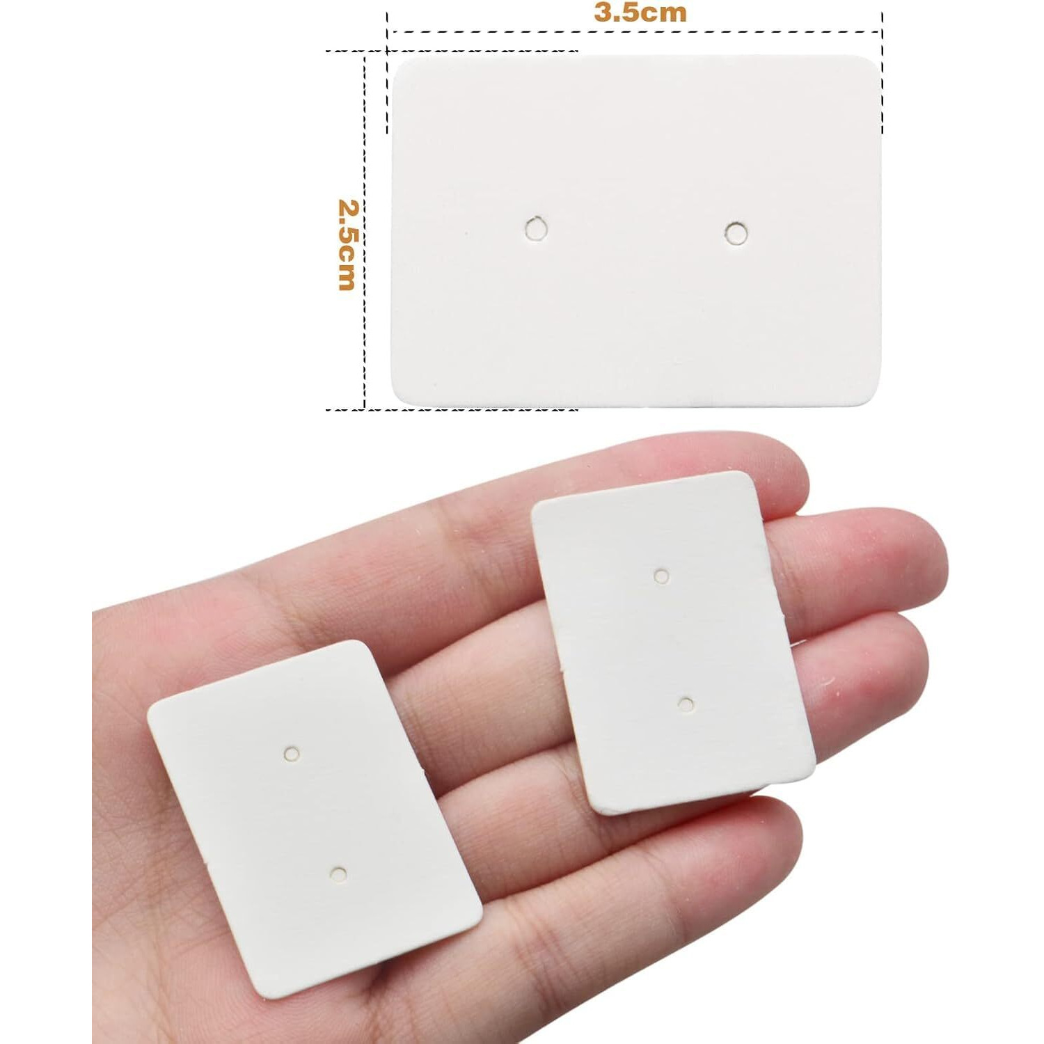 Zenomia White Small Earring Display Cards Paper Earring Card Holder Rectangle Shape Price Label Tags Cards For Ear Studs Display Jewelry Packaging, 3.5 Cm X 2.5 Cm (100Pcs)