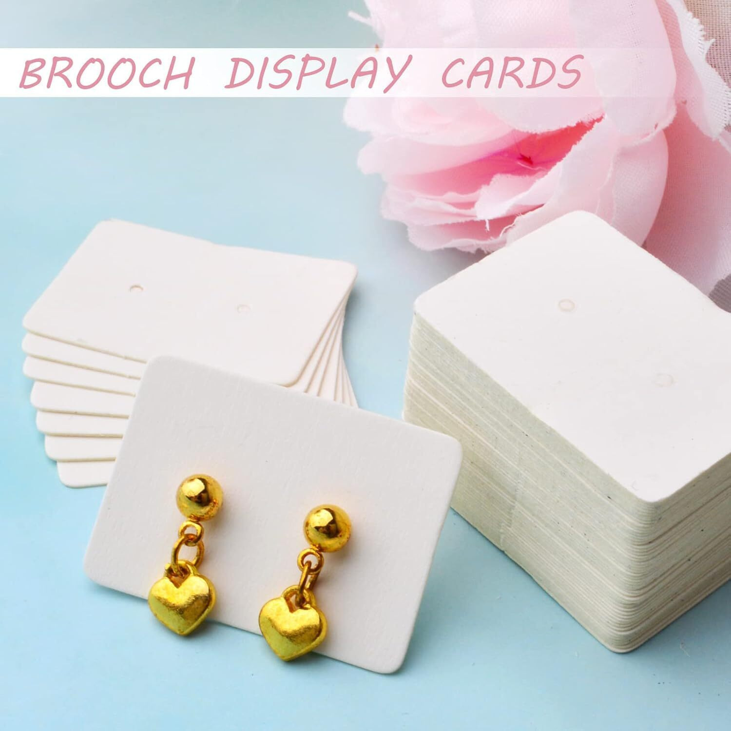 Zenomia White Small Earring Display Cards Paper Earring Card Holder Rectangle Shape Price Label Tags Cards For Ear Studs Display Jewelry Packaging, 3.5 Cm X 2.5 Cm (100Pcs)