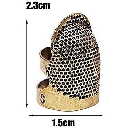 Sahaya Pack Of 2 Pcs Small & 2 Pcs Medium Adjustable Brass Finger Protector Thimble For Sewing Embroidery Needlework