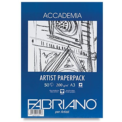Fabriano Accademia Drawing Paper,200 Gsm, Size A3, 50 Durable Sheets | Ideal For Drawing, Sketching, Mandala, Shading Art, Students, School, Office