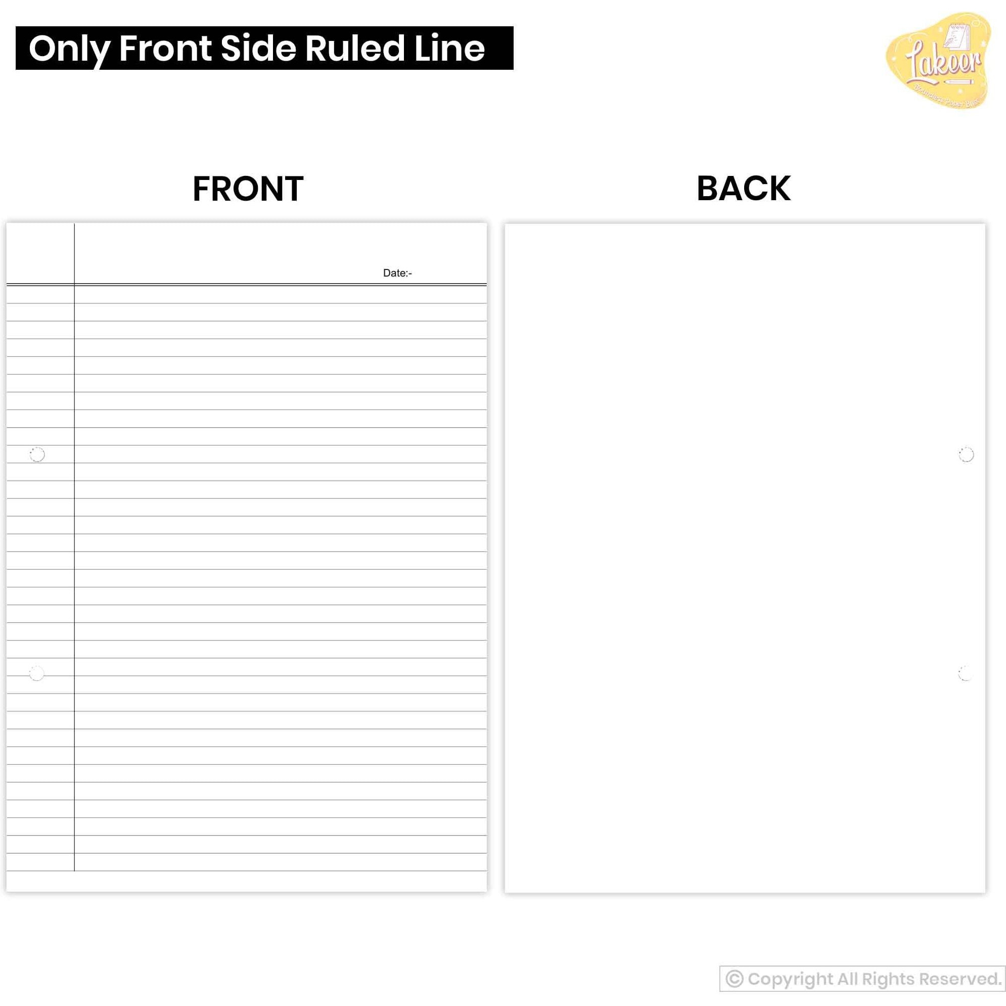 Paraspapermart A4 Ruled White Project Sheets Single Side (Pack Of 100)