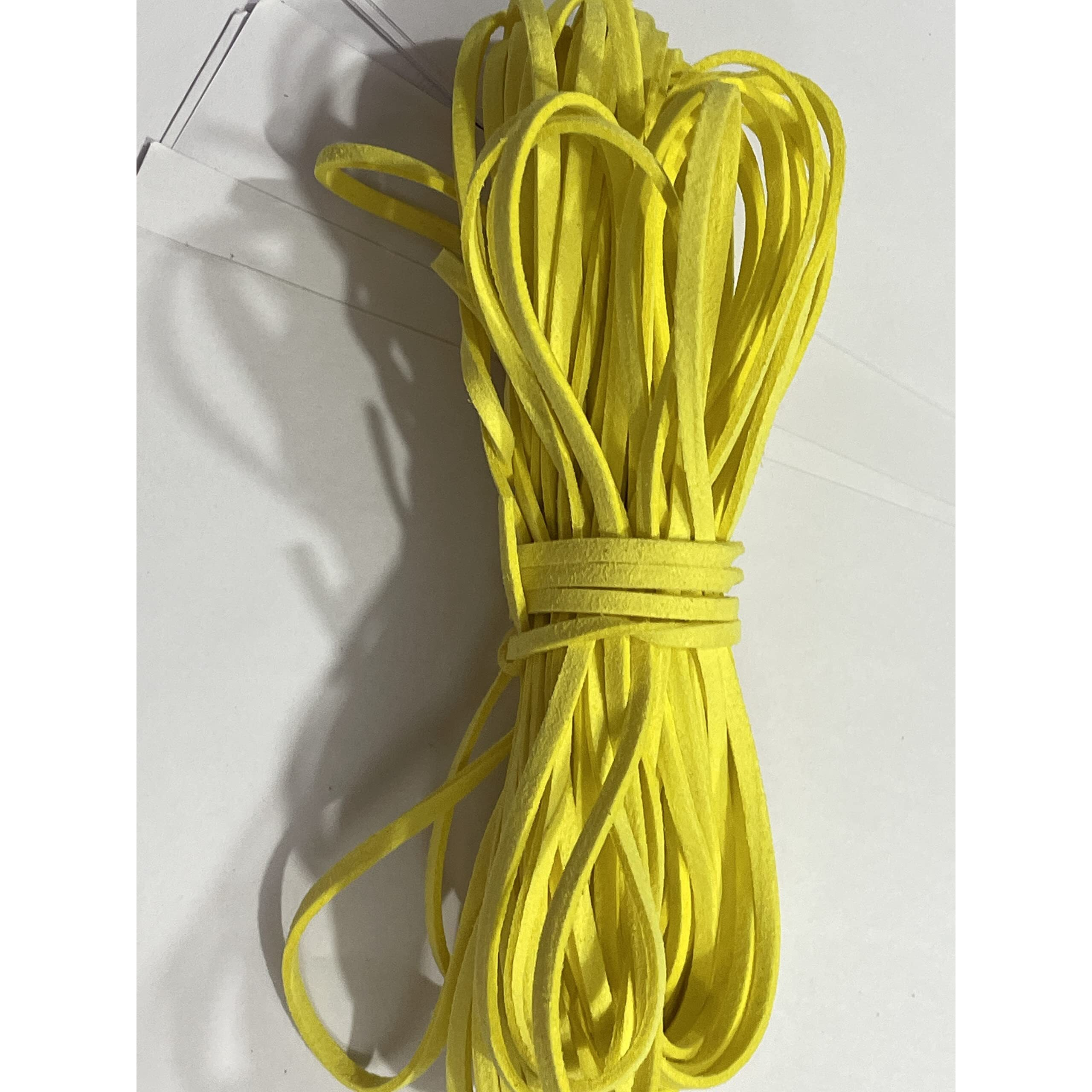 Omx 10 Mtr, Size - 3X1.4Mm Faux Suede Cord Roll String Leather Lace Beading Thread Suede Lace Leather Cording For Jewelry Makings, Yellow Lemon