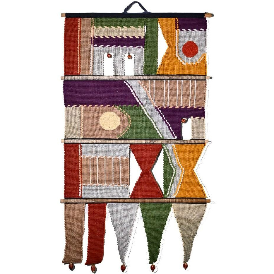 Varunavi Cotton Handloom Tapestry Wall Hanging For Living Room | Home Decor Items, Multicolor (Large 18&quotX32")