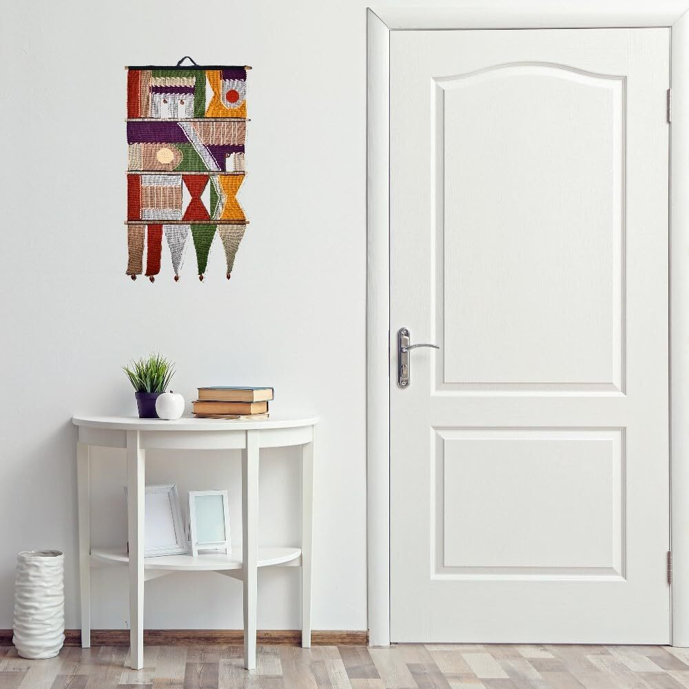 Varunavi Cotton Handloom Tapestry Wall Hanging For Living Room | Home Decor Items, Multicolor (Large 18&quotX32")