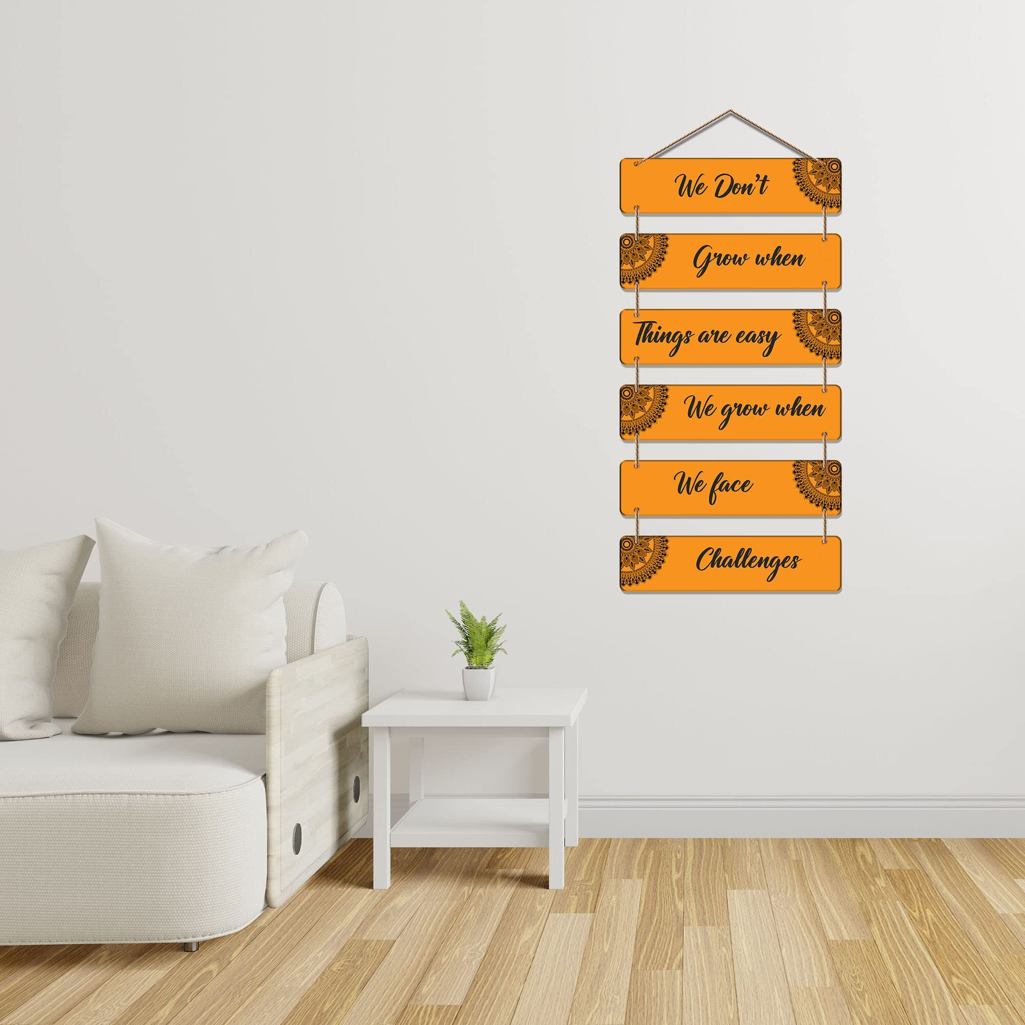 Artvibes Decorative Wall Hanging Wooden Art Decoration Item For Living Room | Bedroom | Home Decor | Gifts | Quotes Decor Item | Wall Art For Hall | Mdf Wall Decoration, Set Of 6(Wh_3247N)