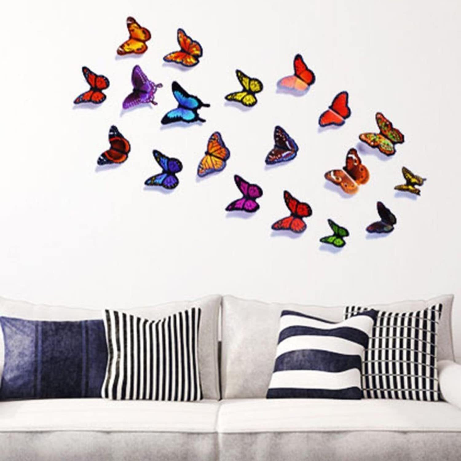 Indian Royals 'Multicolor 3D Butterflies' Butterfly Stickers For Wall, Butterfly Decoration Items, Utterfly Stickers, Butterfly Wall Decor, Butterflies 19 Piece (21 Cm X 29.7 Cm)