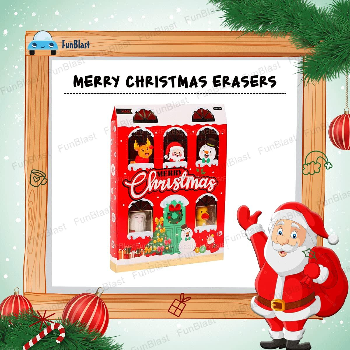 Funblast Merry Christmas Erasers  Santa Erasers Stationery Gift For Kids, Kawaii Eraser For Kids, Christmas Gifts, Novelty Eraser For Children School Kid - 17 Pcs
