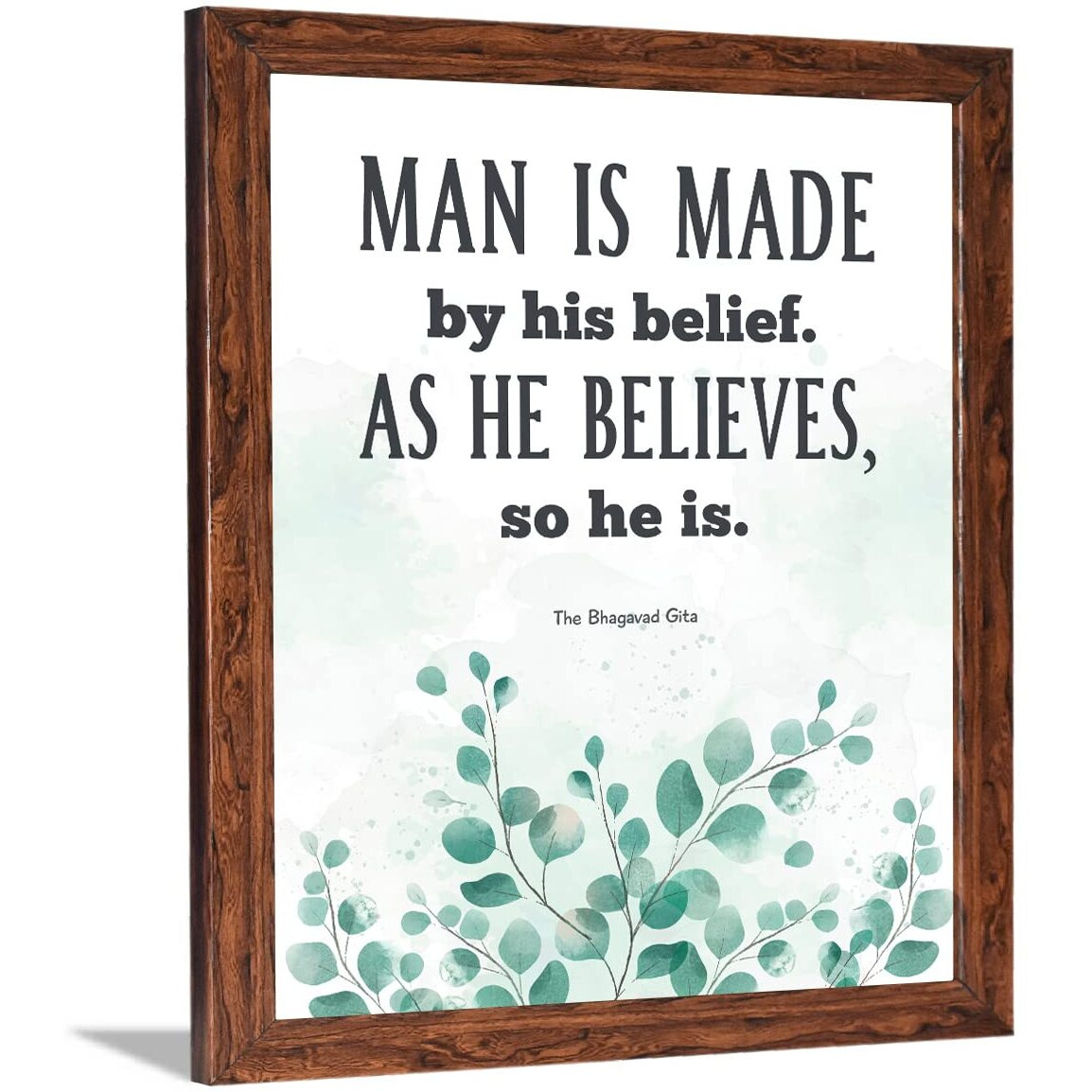 Chaka Chaundh - Bhagavad Gita Quotes Wall Frame - Gita Quotes Wall Poster - Krishna Quotes Wall Frames - Krishna Quotes Wall Poster - (14 X 11 Inches) (Man Is Made - White Nature)
