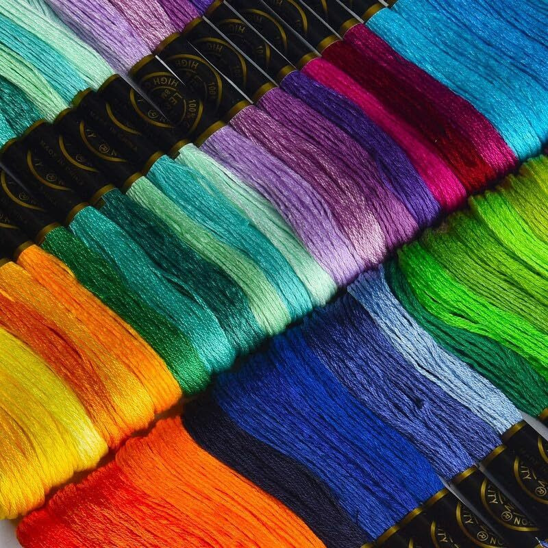 Aakriti Embroidery Floss Skeins  50 Assorted Light Shade Cotton Threads For Cross Stitch, Needlepoint, Jewelry Making, Tassels, And Crafts, 7M Each (1 Skein Per Color)  Multicolor Set