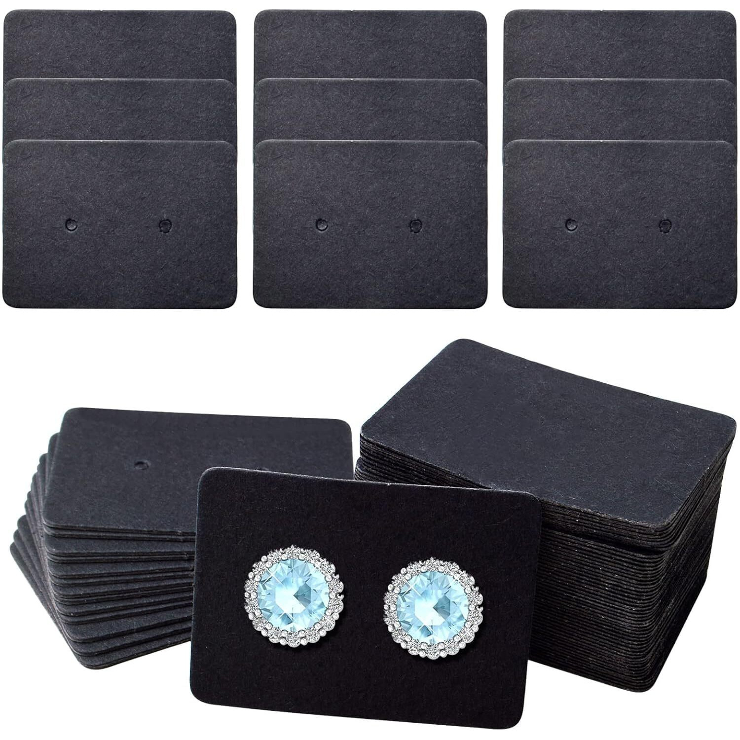Zenomia Black Earring Display Tags Jewelry Package Hanging Cards, Small Blank Paper Ear Studs Price Label Tag Handmade Packing Accessories 100Pcs (2.5 X 3.5Cm)