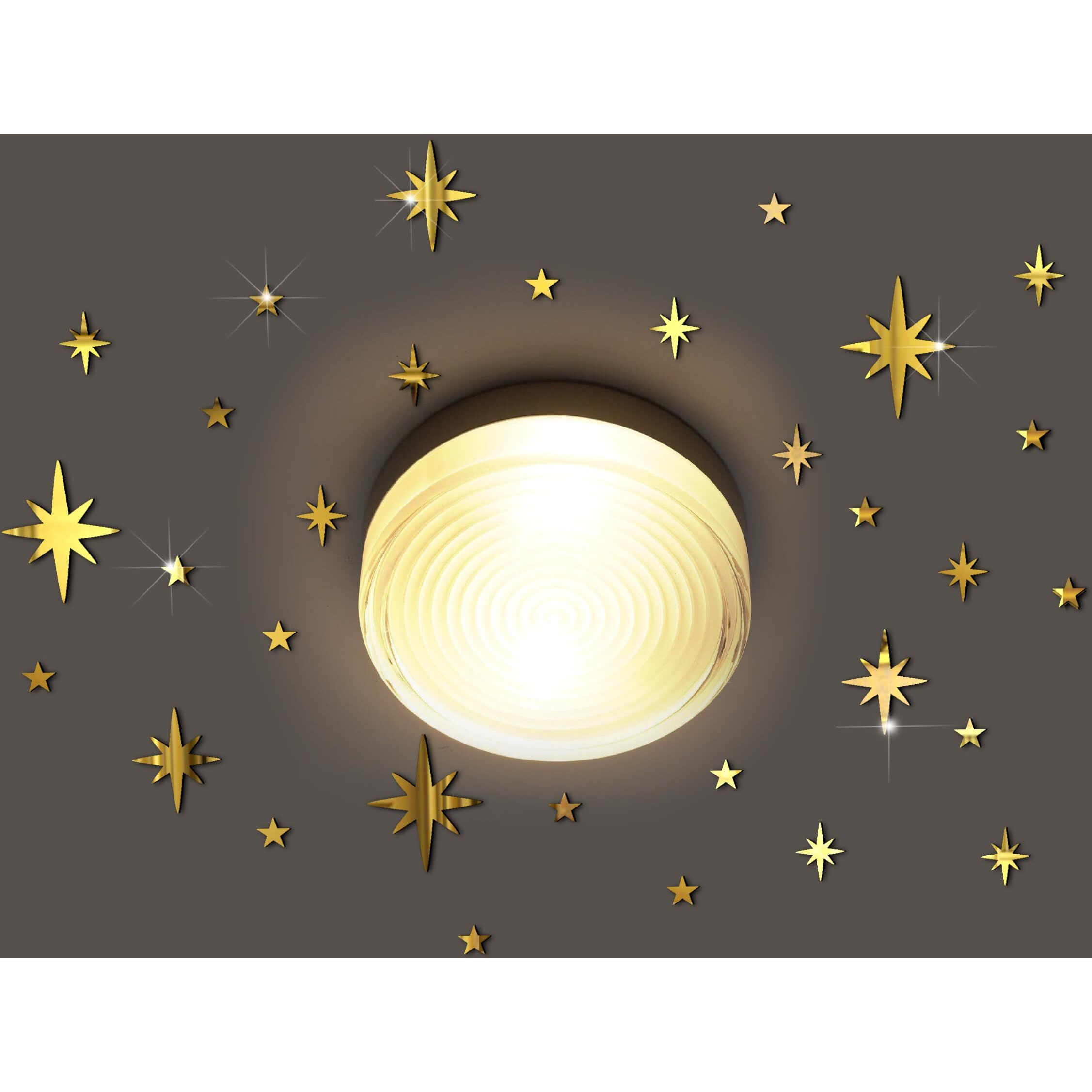 Vah- Kya Bat Hai Star Golden Acrylic Mirror Celling 3D Sticker For Living Room Bedroom Office Decoration(30 Pcs)