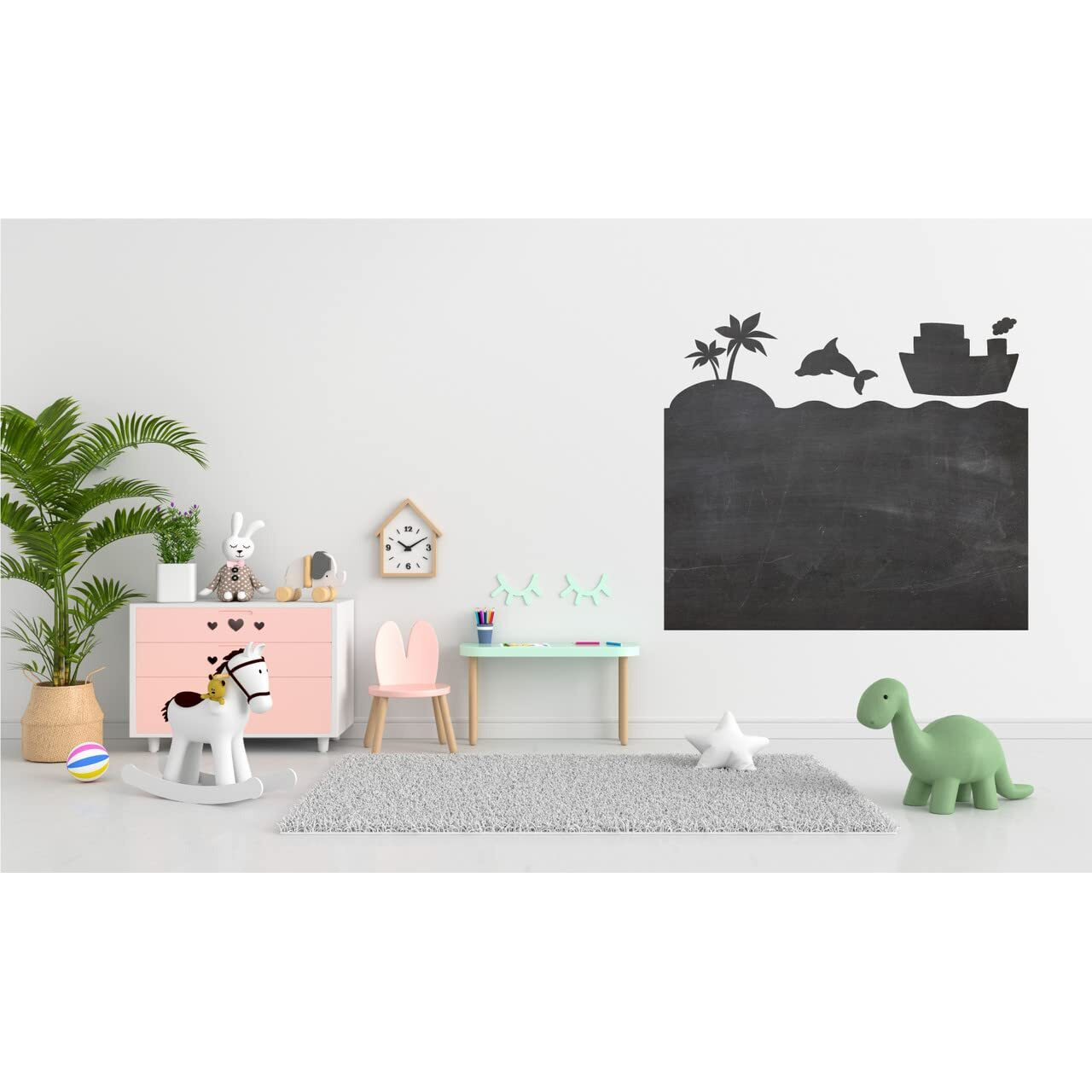 Nourish - 25X22Inches Blackboard Wall Sticker Removable Decal With 6 Free Chalks And 1 Duster