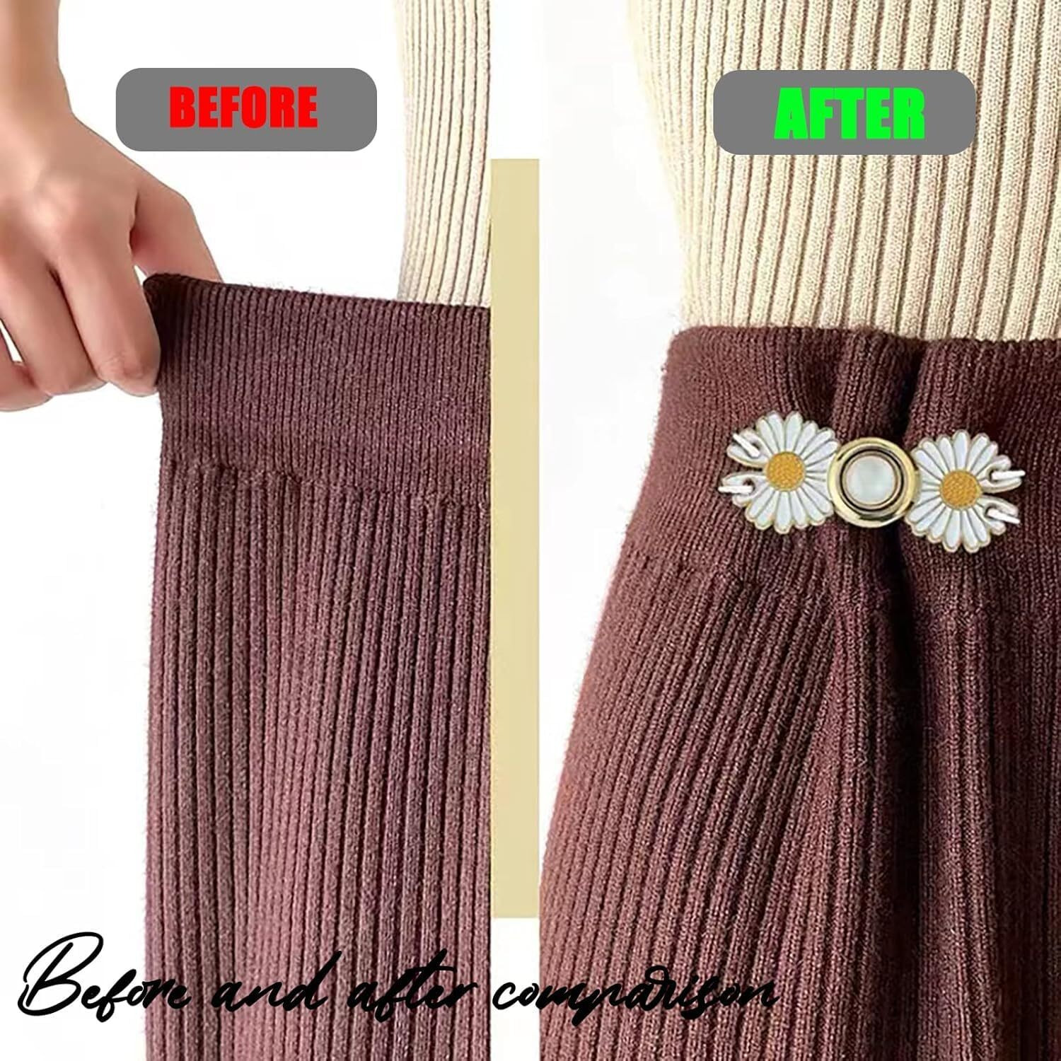 Abhaymart 2Pcs Jeans Button Pins Adjustable Jean Button Detachable Jean Button Pin No Sewing Required Perfect Fit Instant Jean Button (2, White Flower)