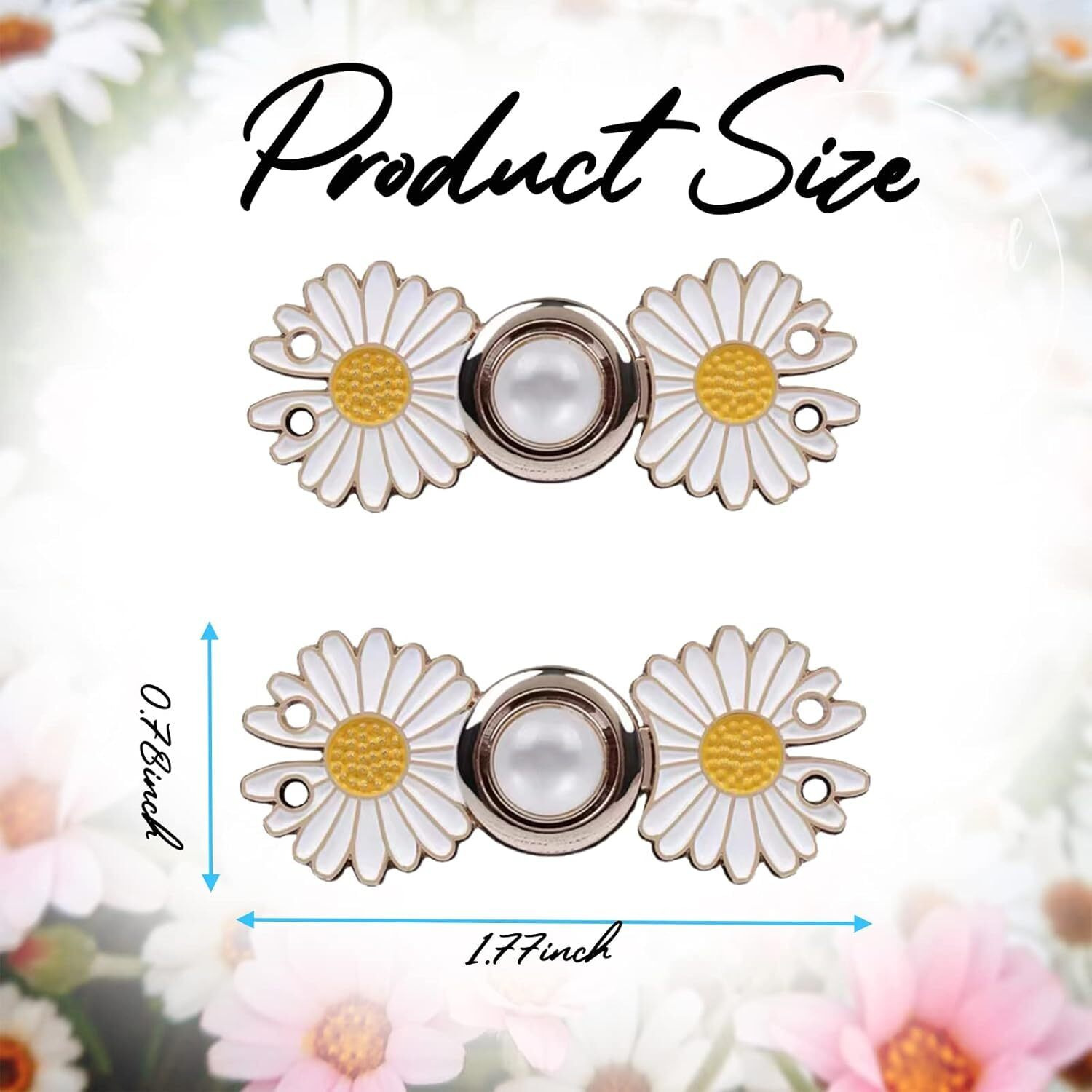 Abhaymart 2Pcs Jeans Button Pins Adjustable Jean Button Detachable Jean Button Pin No Sewing Required Perfect Fit Instant Jean Button (2, White Flower)