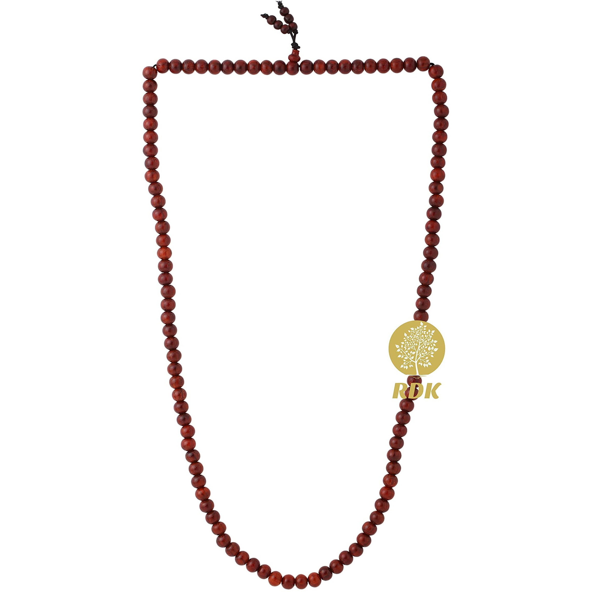 Ysk Handcrafted Original Red Sandalwood Mala Rosary Lal Chandan Jaapmala Wooden Raktchandan Japa Maala For Meditation Pooja Chanting Wearing Jewelry Prayer Beads - 108 Beads (Beads Size 8 Mm)