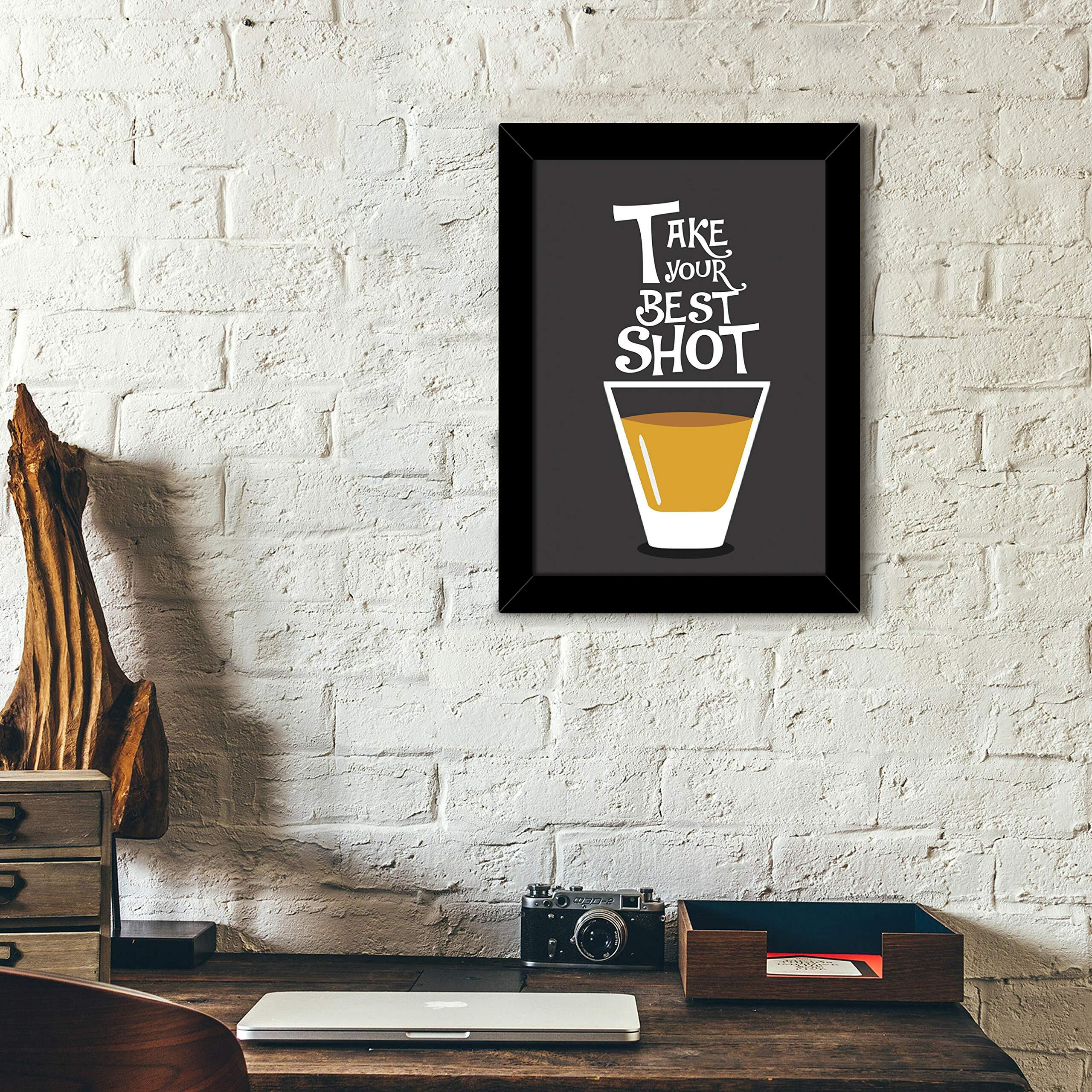 Tied Ribbons Alcohol Shot Humour,Typography, Motivation Quote Wall Hanging Framed Poster For Living Room -Multicolour