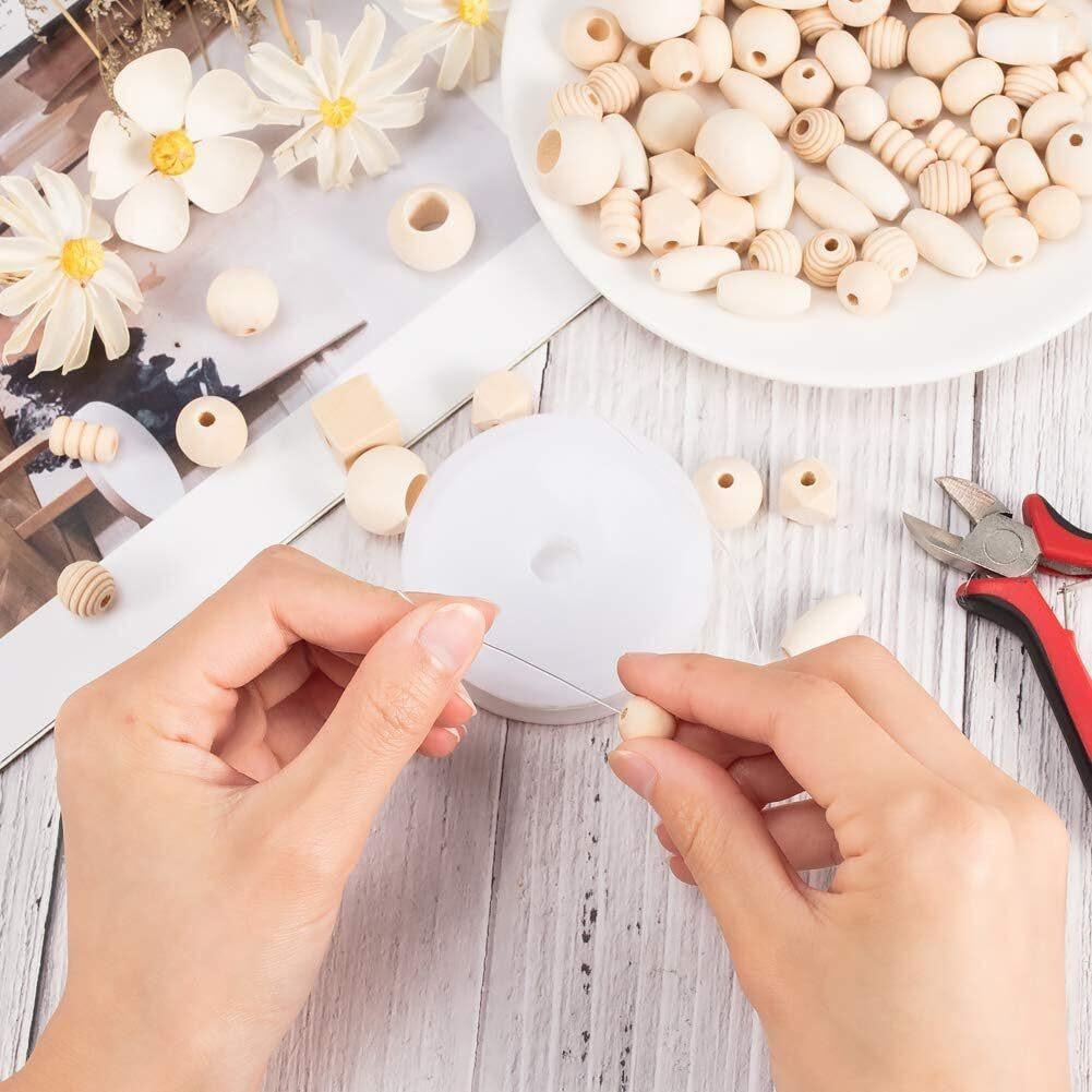 Diy Crafts 130, Mixed Unassorted Assorted Natural Wooden Bead, Round/Cube/Polygon/Rondelle/Oval/Column Spacer Beads Unfinished Wood Loose Beads For Bracelet Necklace Jewelry Christmas Decor (130)