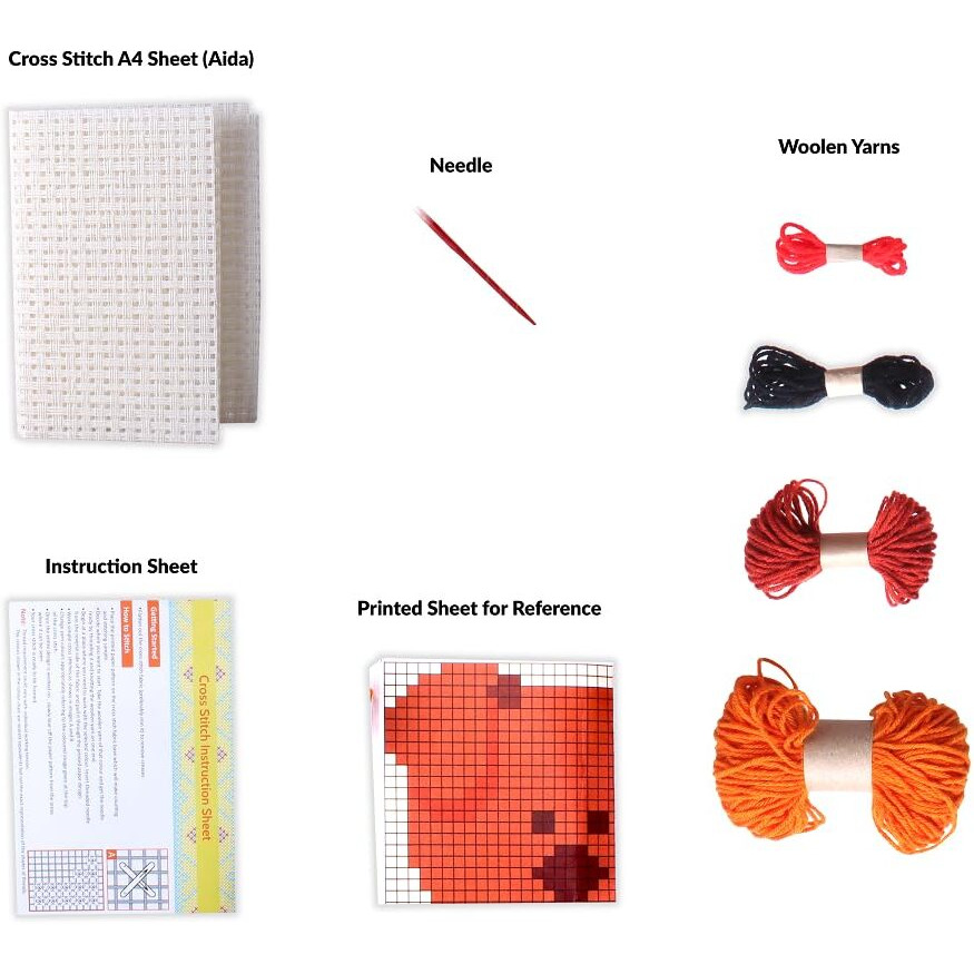 Little Birdie Diy Cross Stitch Dog Pattern Kit | Learning And Hobby Kit |Embroidery Craft Activity Kit For Kids, Adults And Beginners