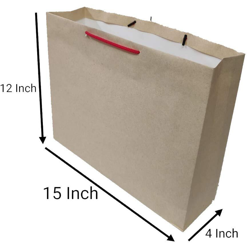 Flute Cubes Presents Brown Kraft Eco Friendly Gift Paper Bag, Size - 15X12X4 - Inch (Pack Of 10)