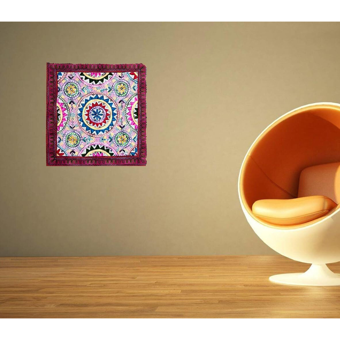 Purpledip Cotton Tapestry 'Valley Of Flowers' Vintage Embroidery Table Cover Or Wall Hanging (11361)