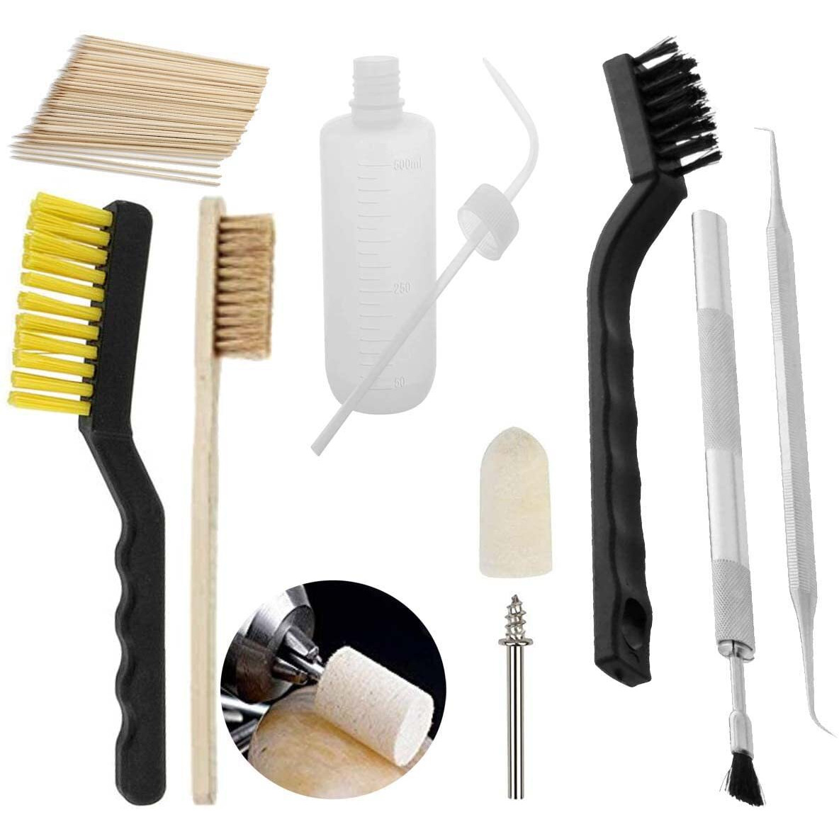 Diy Crafts Design No 2, Needle & Brush Set,  11Pcs Airbrush Spray Gun Nozzle Cleaning Repair Tool Kit Needle & Brush Set Bru (Design No 2, Needle & Brush Set)