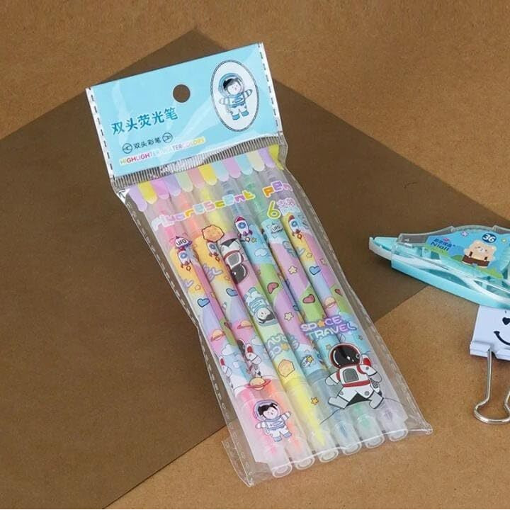 Temson 6 Pc Unicorn Theme + 6 Pc Space Theme Dual Twin Tip Marker Set, Markers For Artist, Sketch Markers Set, Drawing Color Markers For Kids (Set Of 12)