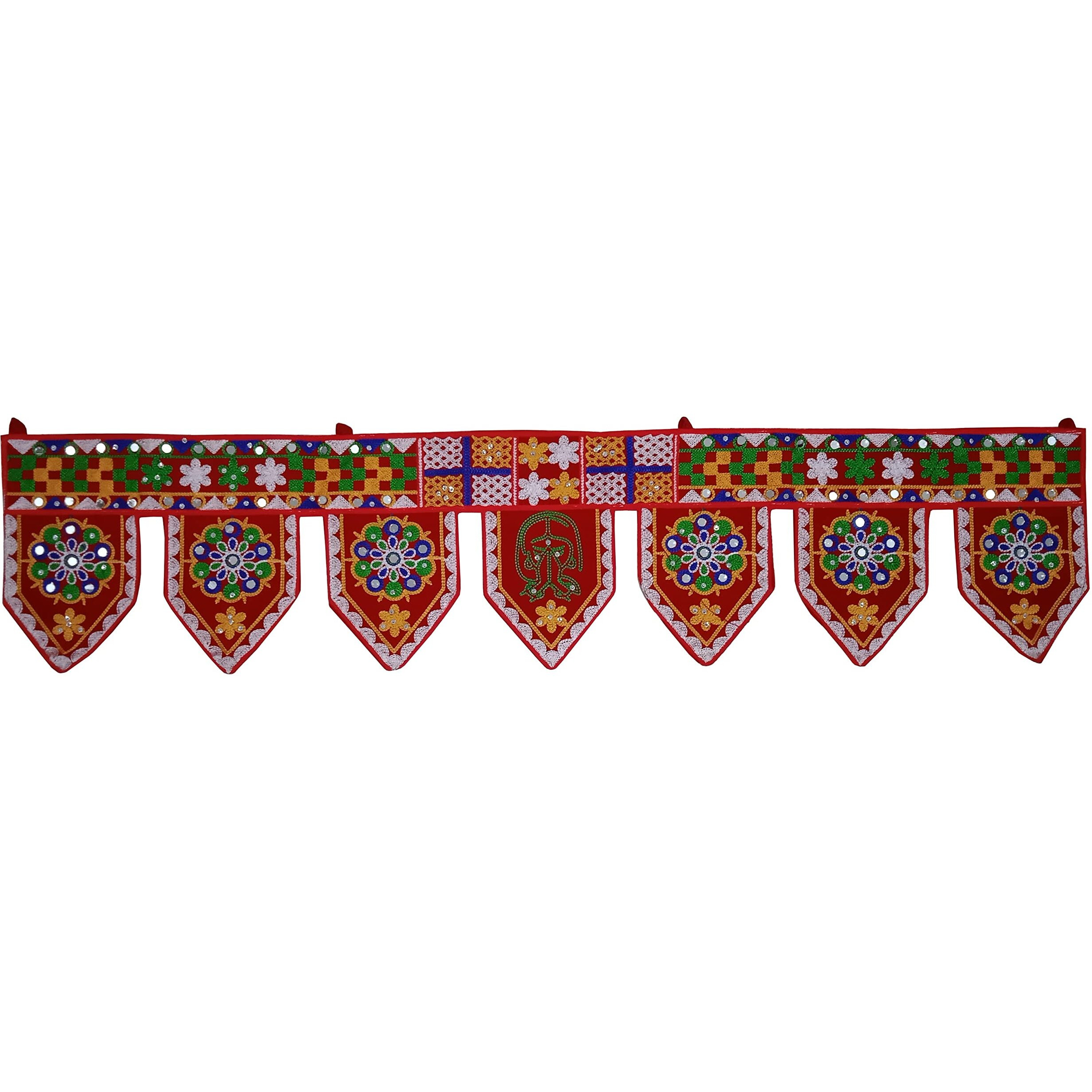 Purpledip Cotton Bandhanwar (Bandharwal Toran) 'Fireworks' Door Hanging Window Valance Tapestry Ethnic Indian Decor (12446B)