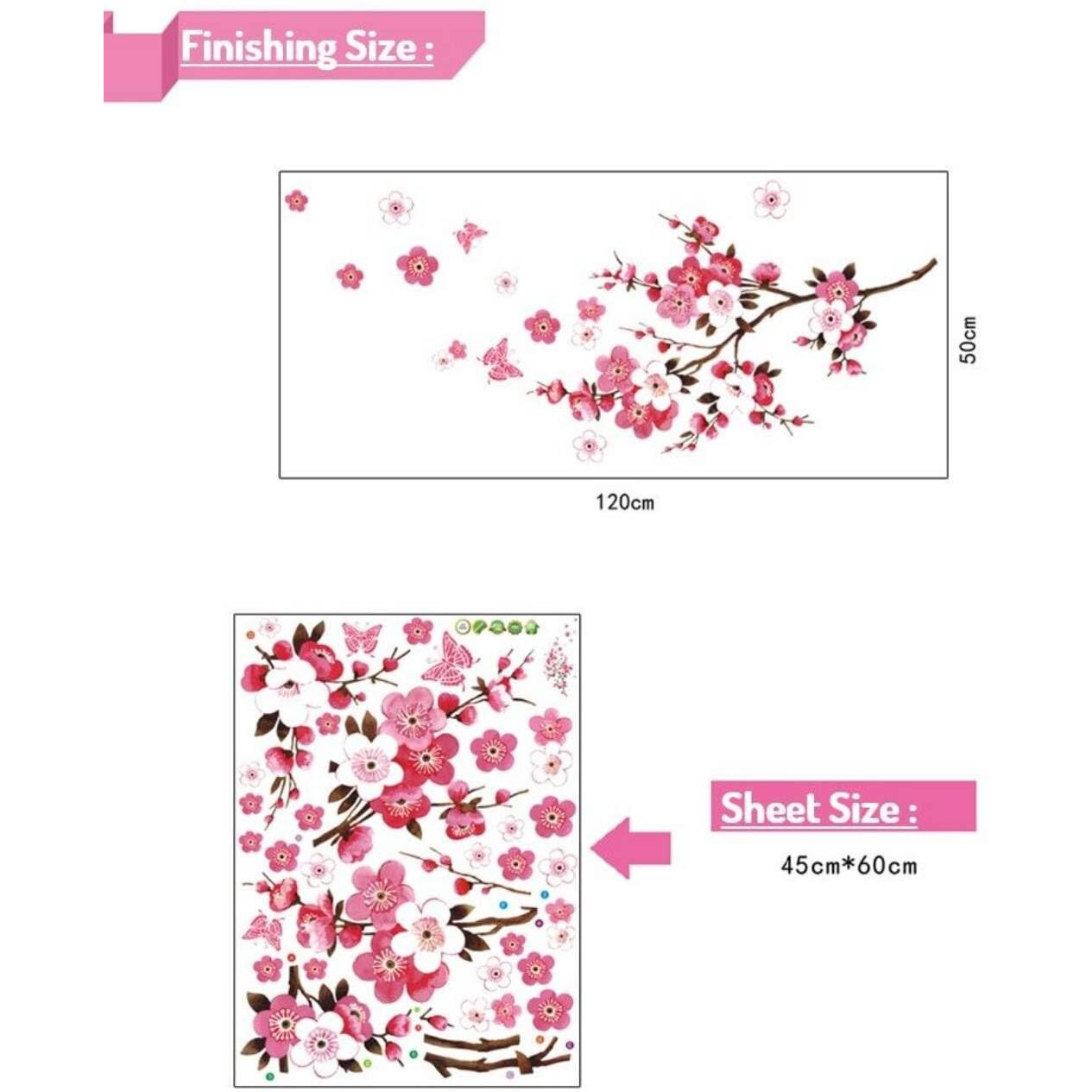 Heureka Blossom Flower Wall Stickers For Living Room - Floral Nature Garden Design For Home Walls (45 Cm X 60 Cm)